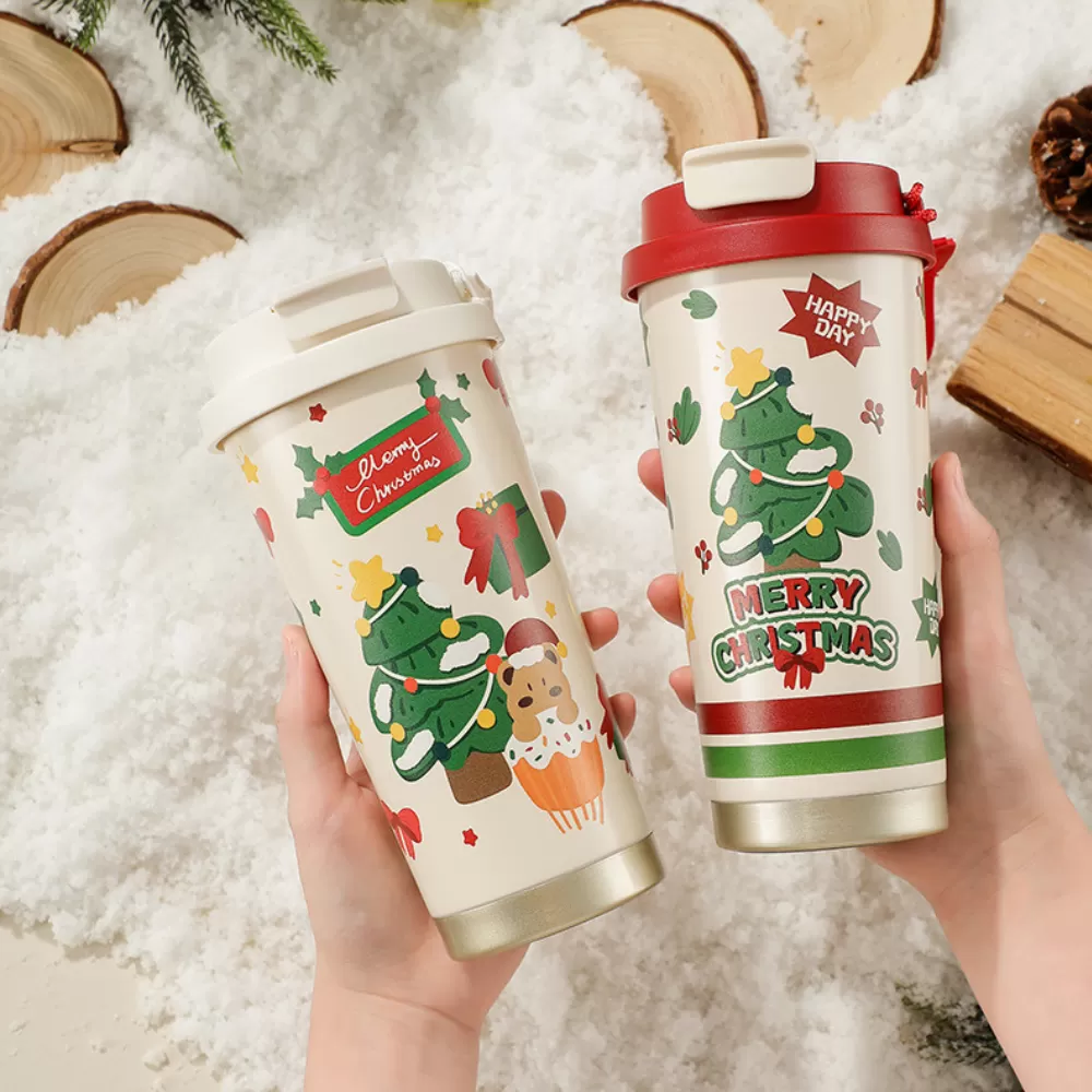 Cốc giữ nhiệt inox 530ml họa tiết Giáng sinh