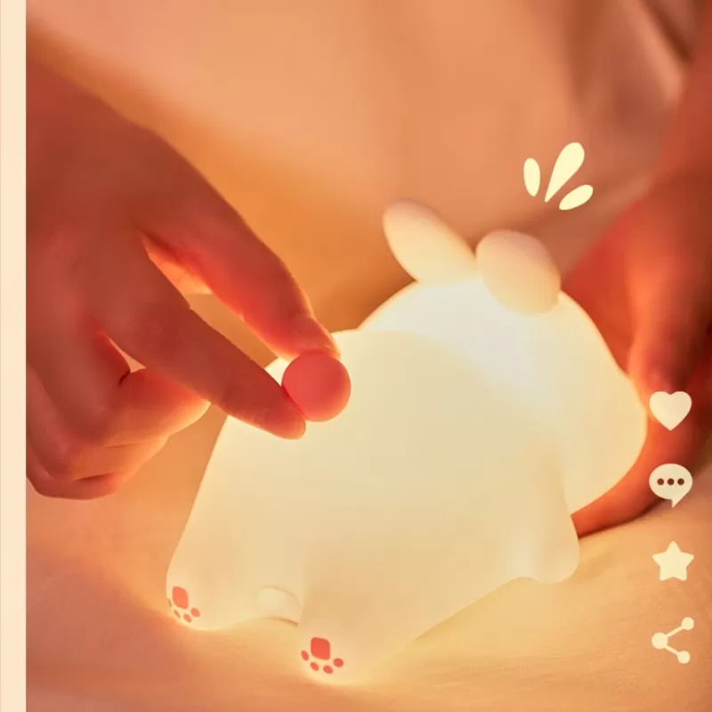 Đèn ngủ silicon đa màu Thỏ Mập dễ thương