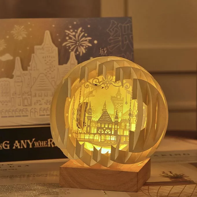 Đèn tranh gỗ 3D khắc nghệ thuật