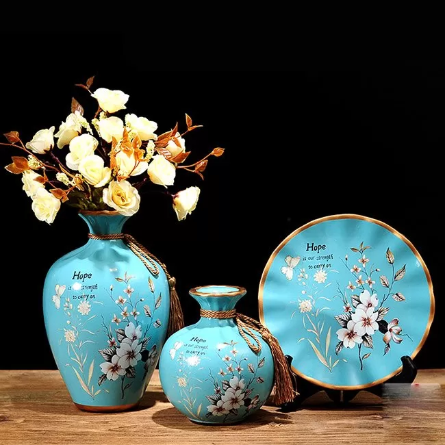 Bộ lục bình tranh đĩa hoa anh đào 25cm