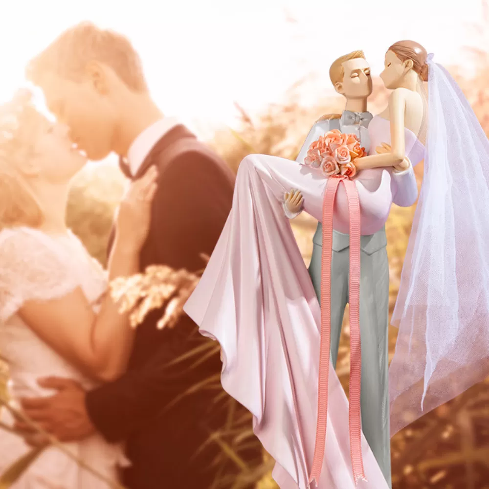 Tượng cô dâu chú rể bên nhau trọn đời kèm hộp quà