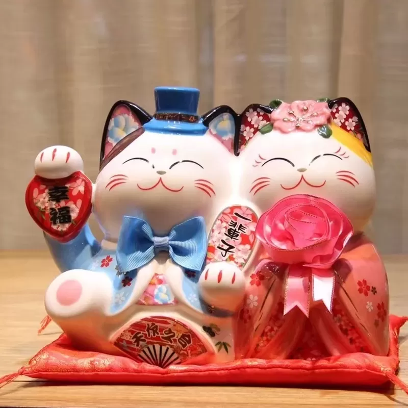 Mèo thần tài đôi tân lang tân nương Hạnh phúc