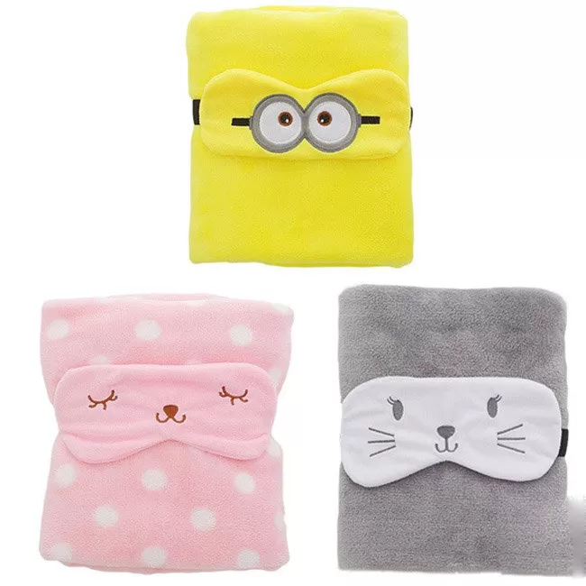 Chăn nỉ kèm bịt mắt hình thú dễ thương